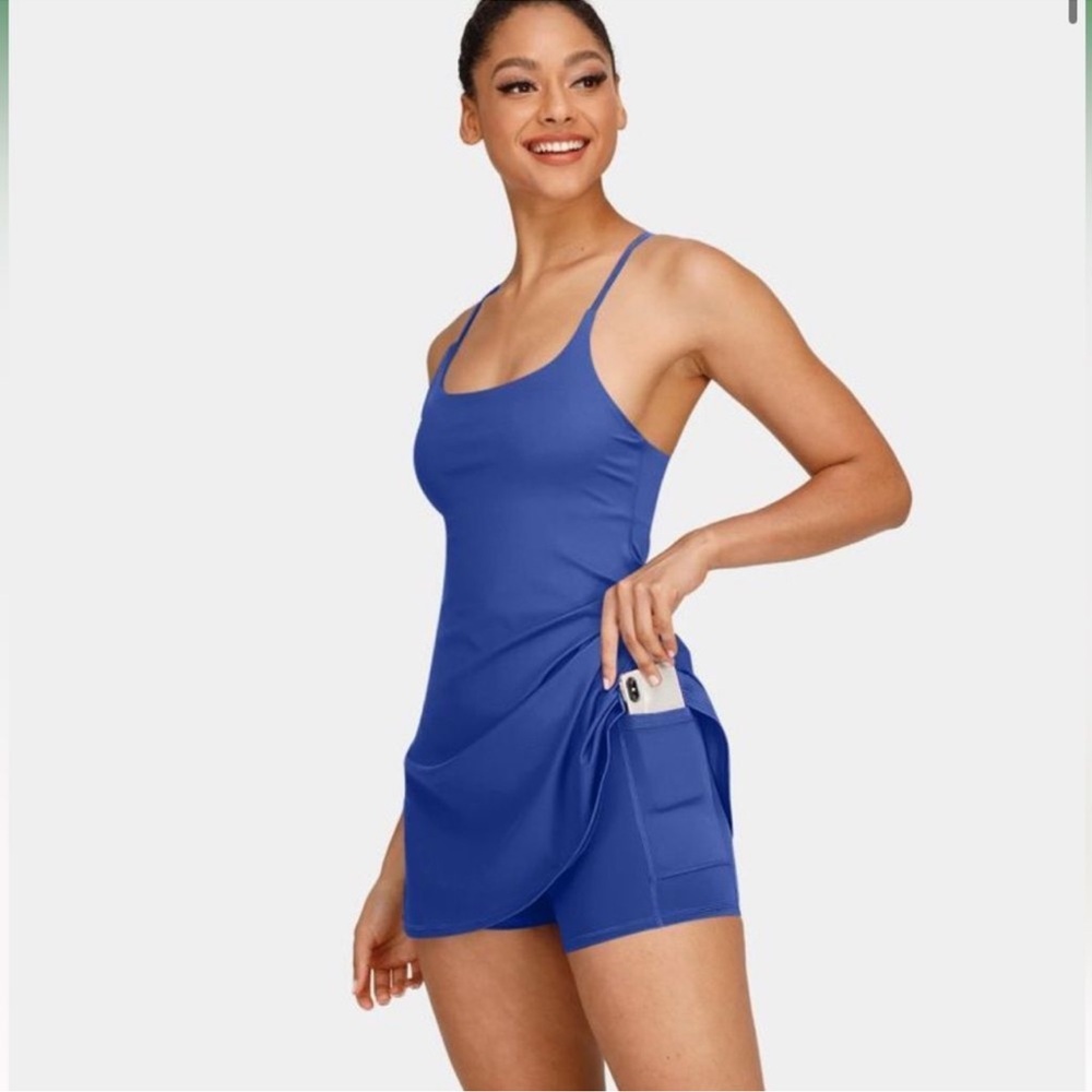 New HALARA Cloudful Activewear Dress Blue Racerback Lined L